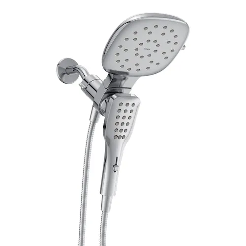 Verso 8-Setting 7-Inch Diameter Square Rain Shower and Handheld Shower Head with Magnetic Dock in Chrome