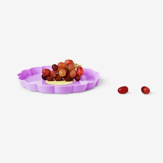Serveringsfat med lilla blomster - 21 cm