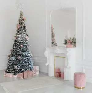 ÁRBOL NAVIDAD PLEGABLE ROSÉ HOME 180 CMS BOLAS COLOR ROSA