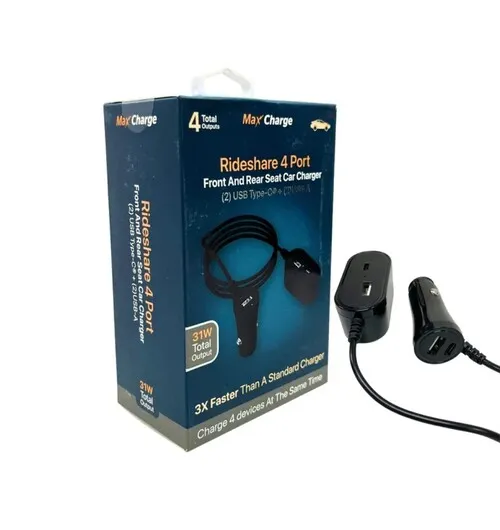 Max Charge Rideshare 4-Port Car Charger