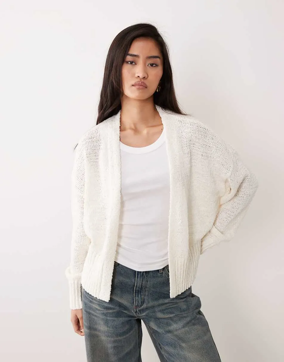 ASOS DESIGN slub edge to edge cardigan in cream