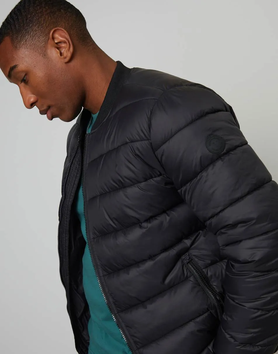 Threadbare Quilted bomber jacket in black