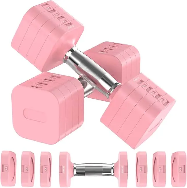 Hezeyferg 22LBS Adjustable Dumbbells Set, Adjustable Weight Dumbbells with 4 Levels 4.4lb, 6.6lb, 8.8lb, 11lb, Hand Weights Sets for Women/Men Home Gy…