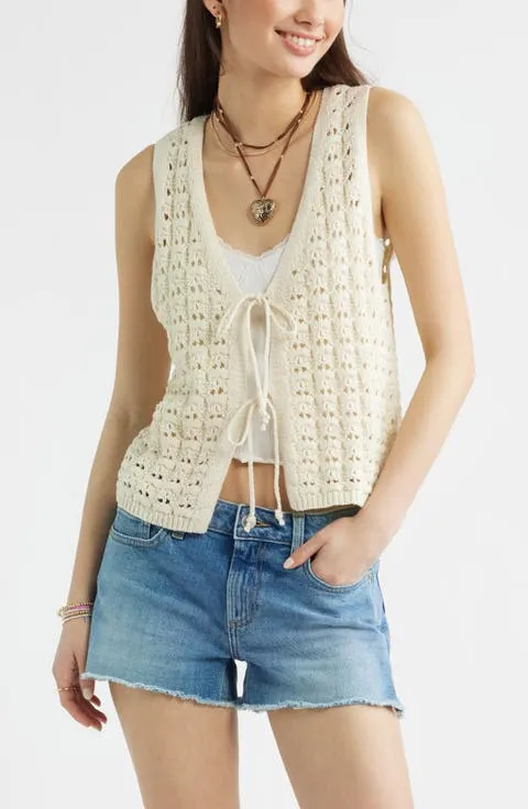BP. Tie Front Cotton Sweater Vest