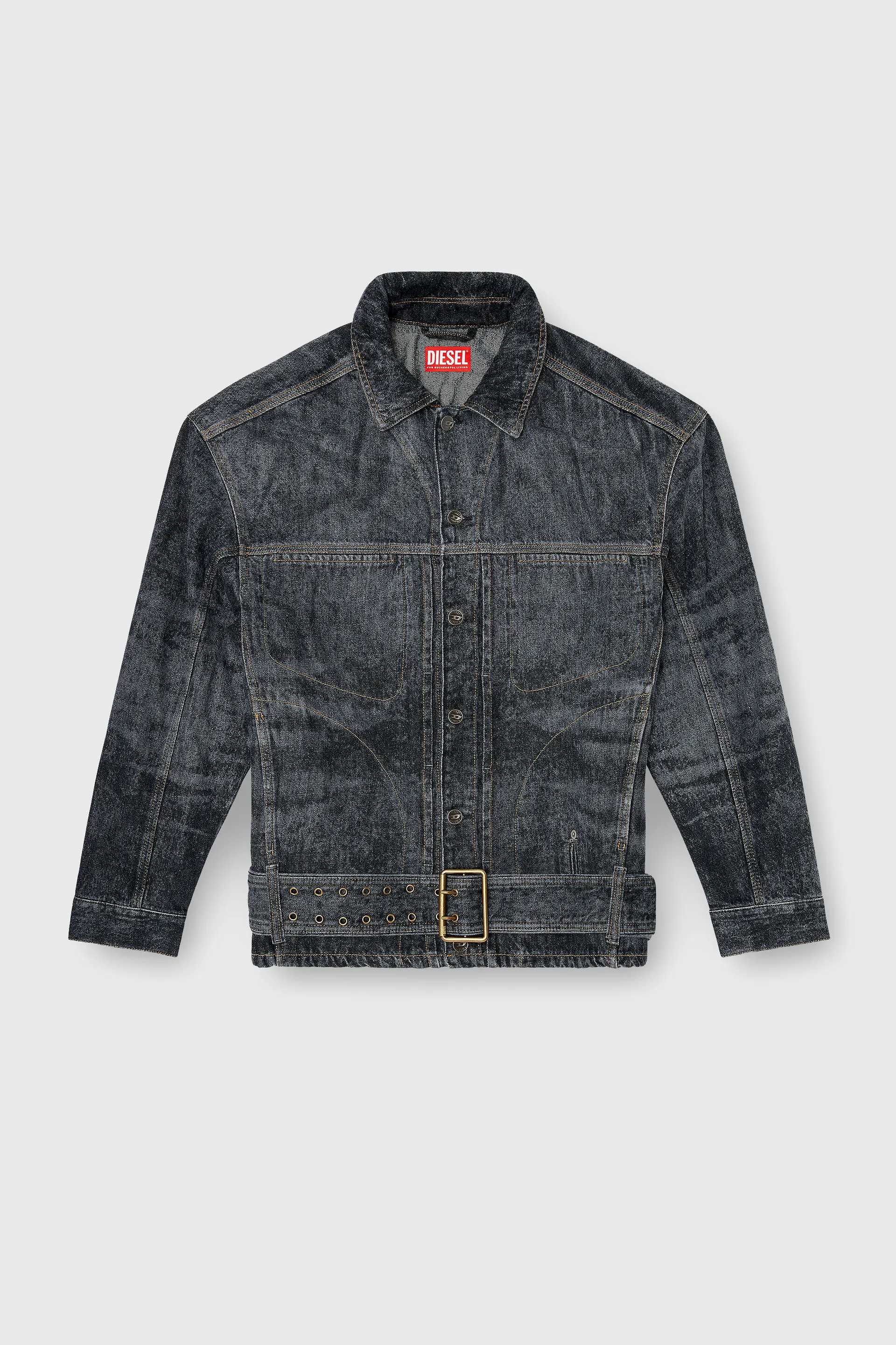 Biker-inspired denim jacket