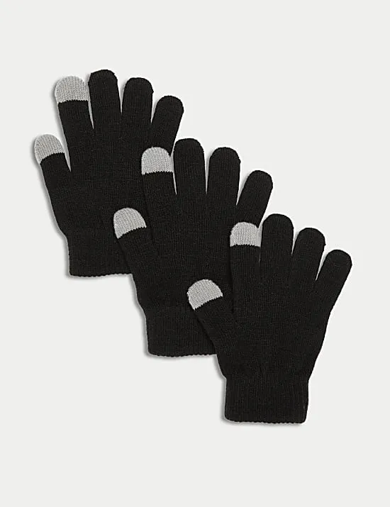 3er-Pack Touchscreen-Handschuhe für Kinder
