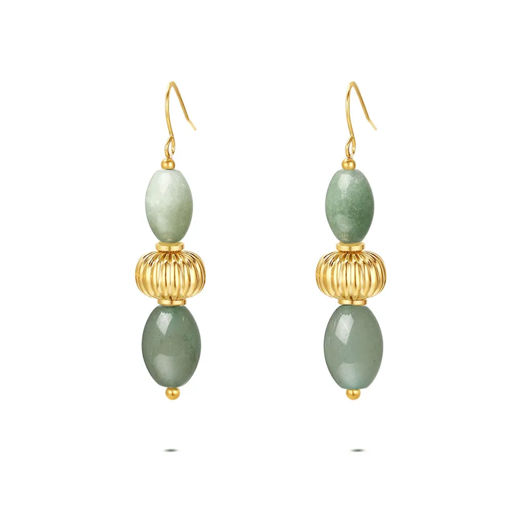 oorbellen in high fashion, groene stenen