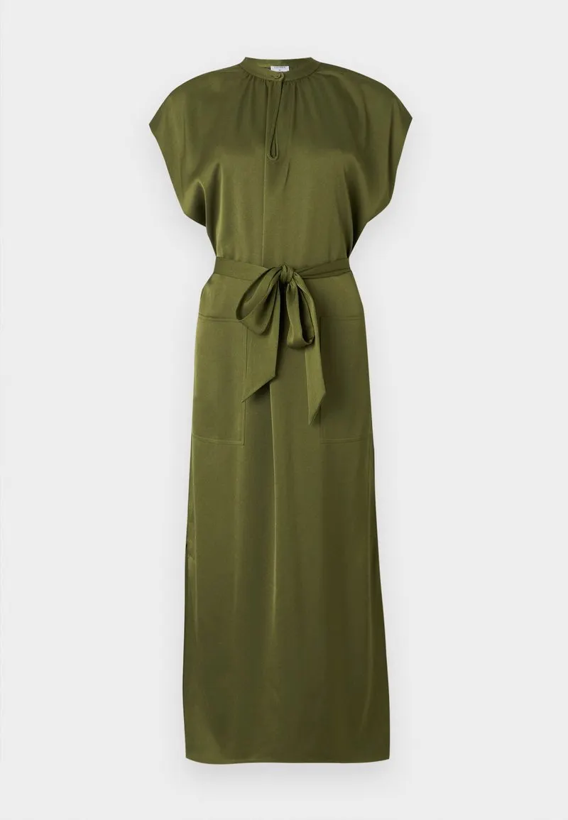 BELTED STAND COLLAR DRESS - Ballkjole - laurel green