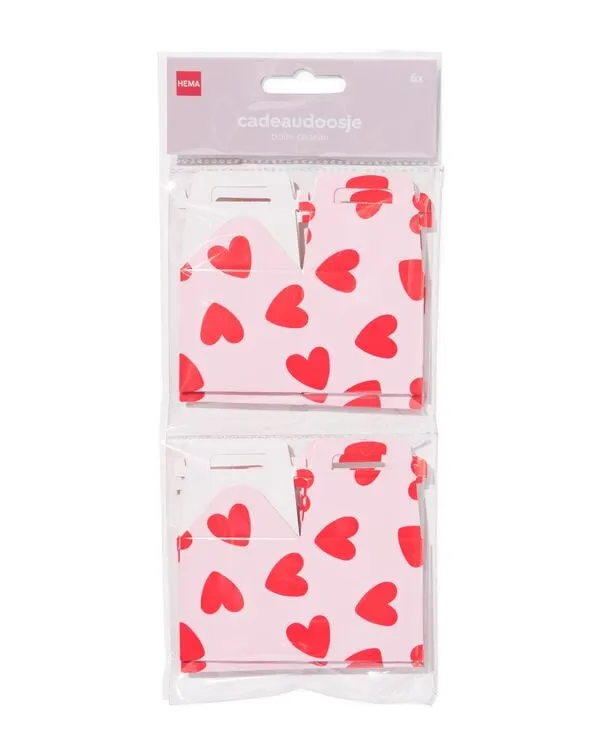cadeaudoosjes 5x5x5cm hartjes - 6 stuks
