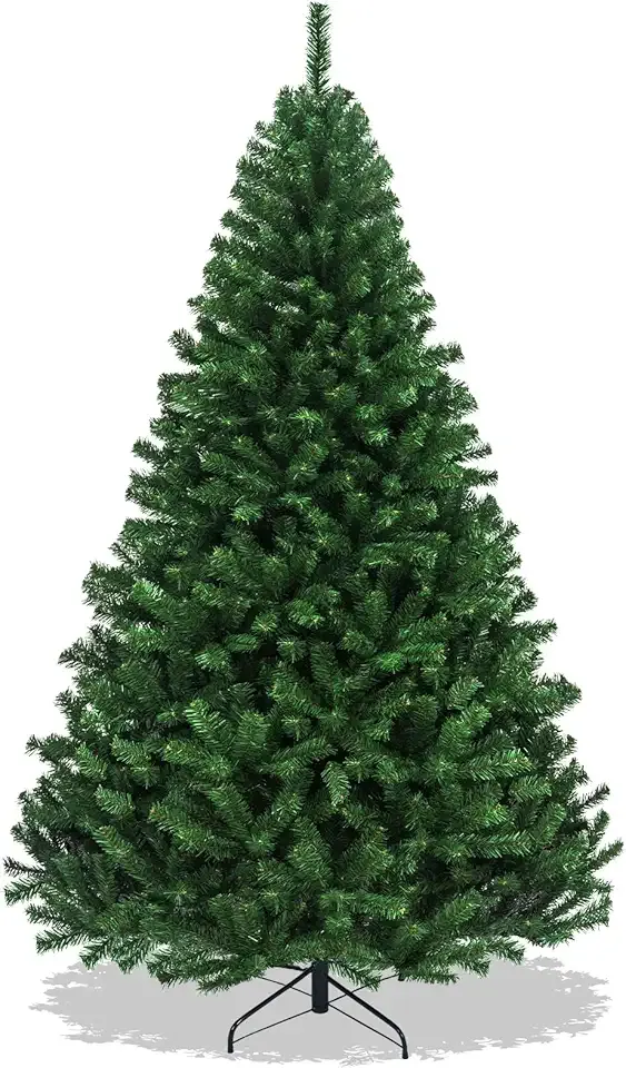 7.5ft Christmas Tree Tall for Holiday Home Decor,1346 Branch Tips, Easy Assembly, Fire-Resistant PE, Metal Base, Perfect Choice for Xmas Decorations