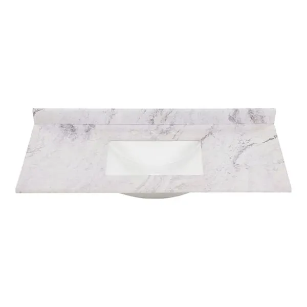 Home Decorators Collection 49 in.​ W x 22 in.​ D Engineered Stone Composite White Rectangular Single Sink Vanity Top in Lunar