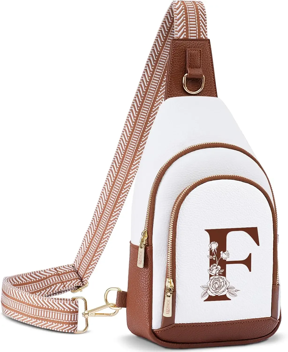 Personalized Crossbody Bag for Women Leather Sling Bags with Initial Letter Pack Chest Bag for Travel, Gift for Wife Mom