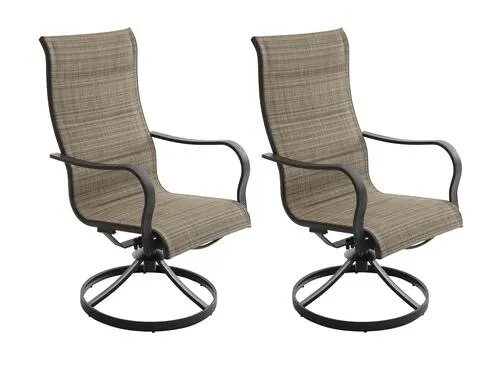 Backyard Creations® Crystal Falls Brown Swivel Rocker Dining Patio Chair Set with Brown Fabric - 2 Pack