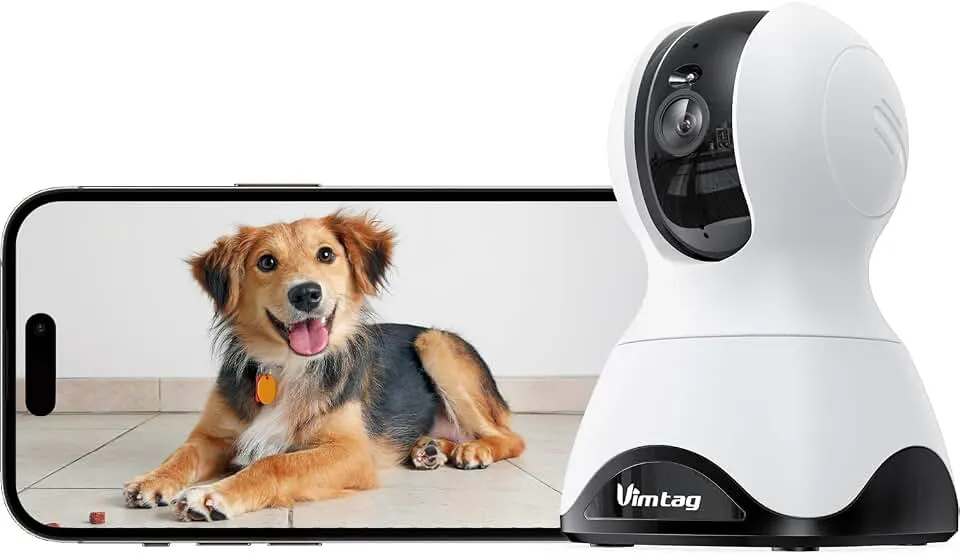 VIMTAG 2.5K 4MP Pan/Tilt Indoor Camera for Pet/Dog/Cat/Baby/Nanny/Home Security with Phone APP, Motion Tracking, Night Vision, 2-Way Audio, AI Detection, 5G/2.4GHz WiFi, Cloud & SD Card, Works w/Alexa