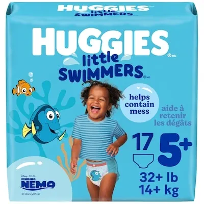 Little Swimmers Disposable Swim Diapers, Size 5-6 (32+ lbs), 17 Ct