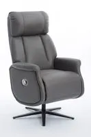 Relaxsessel mit Liegefunktion Lederoptik & schwarze Füße, ca. 75 x 83 x 115 cm - Dunkelgrau