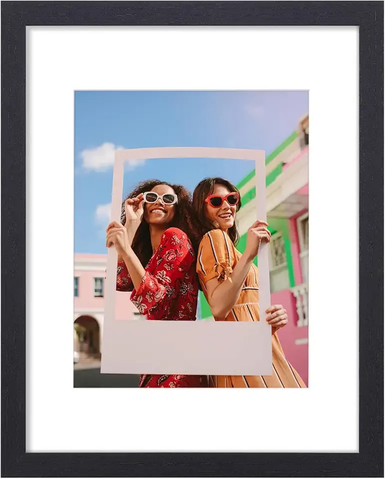 Vittanly 11x14 Picture Frame, Display Pictures 8x10 with Mat or 11x14 without Mat, Photo Frame for Wall Mounting, Black, 1 Pack