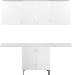 Mueble lavadero en kit Basic New blanco 200cm con 3 muebles altos y 1 bajo