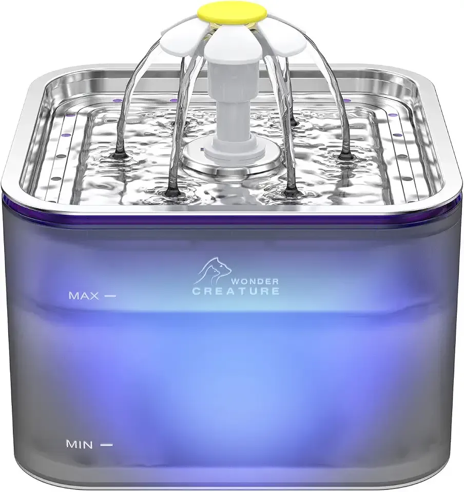 Wonder Creature Crystal Cat Water Fountain Stainless Steel Lid, 101oz/3L