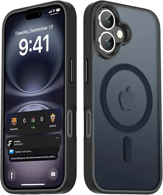 LATVIN for iPhone 16 Case, Magnetic Phone Cover, Compatible with MagSafe, Military Grade Protection, Translucent Matte Frosted Back, Black