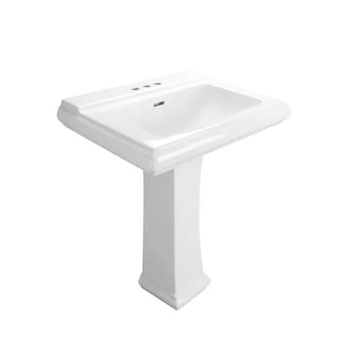 26.4 in. W x 19.7 in. D Rectangular Combo Bath Pedestal Sink in White