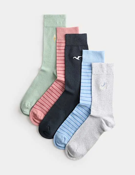 5er-Pack Cool & Fresh™ Seaside-Socken mit hohem Baumwollanteil