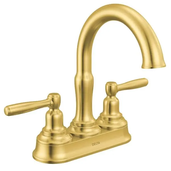 Delta Roe 4 in. Centerset Double Handle Bathroom Sink Faucet in Brushed Gold