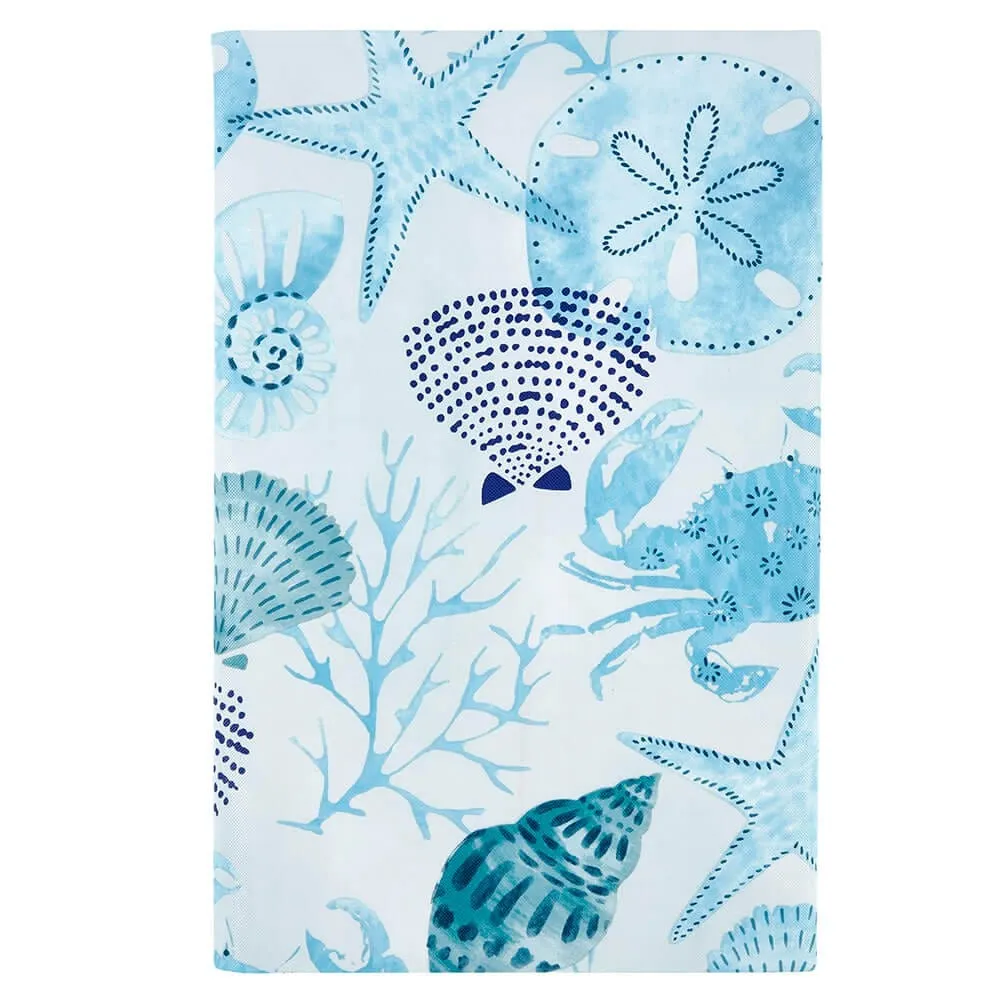 Shoreline Coastal Vinyl Tablecloth with Flannel Backing