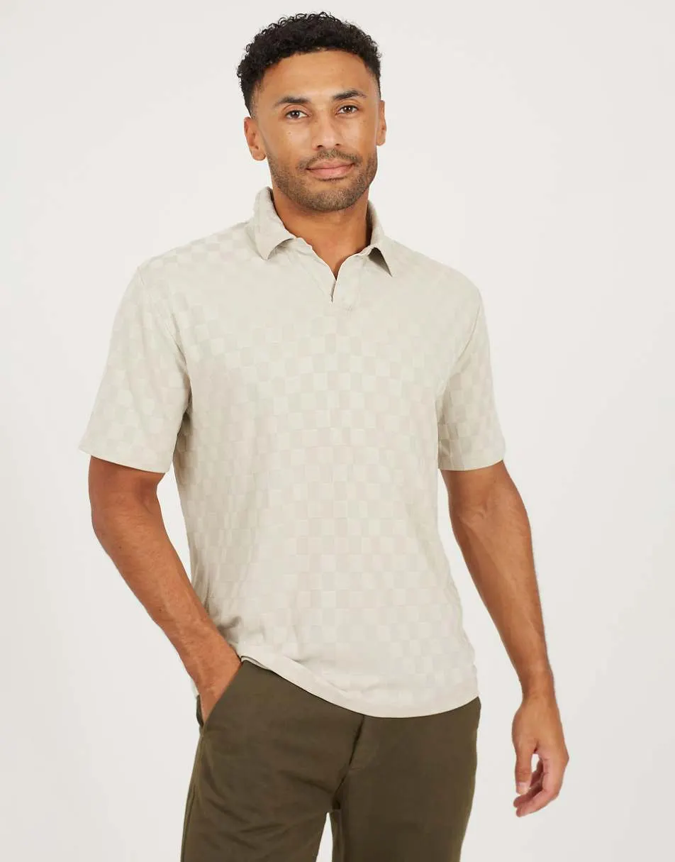 Brave Soul Short sleeve open collar polo shirt in light stone