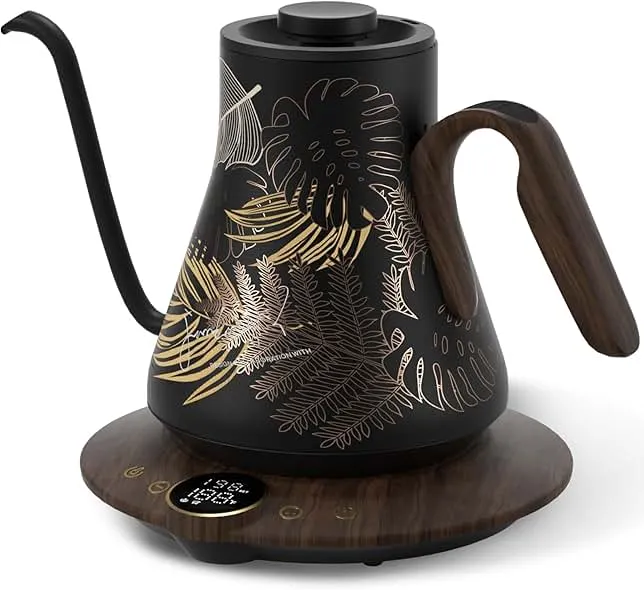 Cocinare FLOW B9 Gooseneck Electric Kettle, Precise Temperature Control for Pour-Over Coffee & Tea Brewing, Stainless Steel Interior, Rapid Heating for Boiling Water 0.9L (Rainforest)