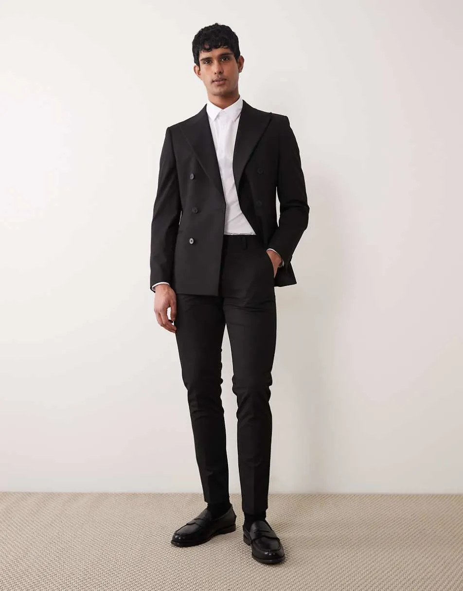ASOS DESIGN skinny suit trouser in black twill
