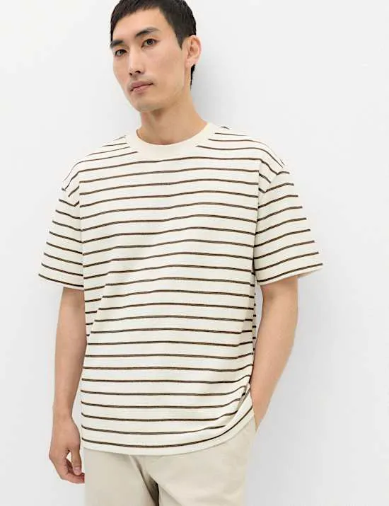 Strukturiertes Breton T-Shirt mit hohem Baumwollanteil