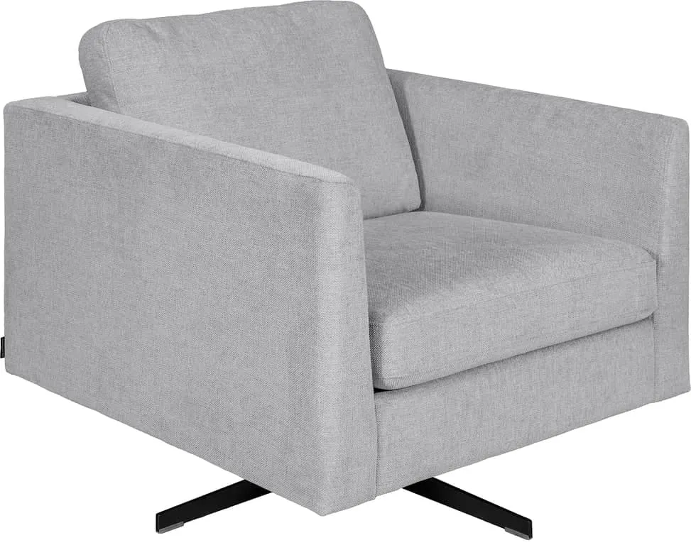 Hjellegjerde Medium 1 seter stol Med svingbart understell, stoff Baffin velg farge, armlen 27
