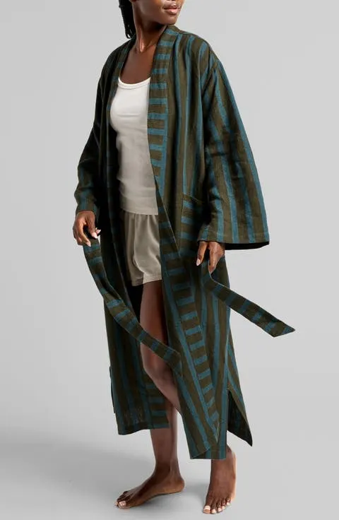 Parachute Stripe Linen Robe