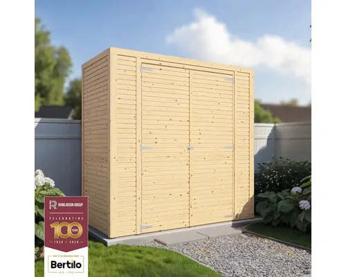 Dřevěný zahradní domek Bertilo Cubico 1 Fineline 207 x 103 cm přírodní