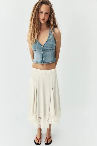 LACE VOLUMINOUS MIDI SKIRT