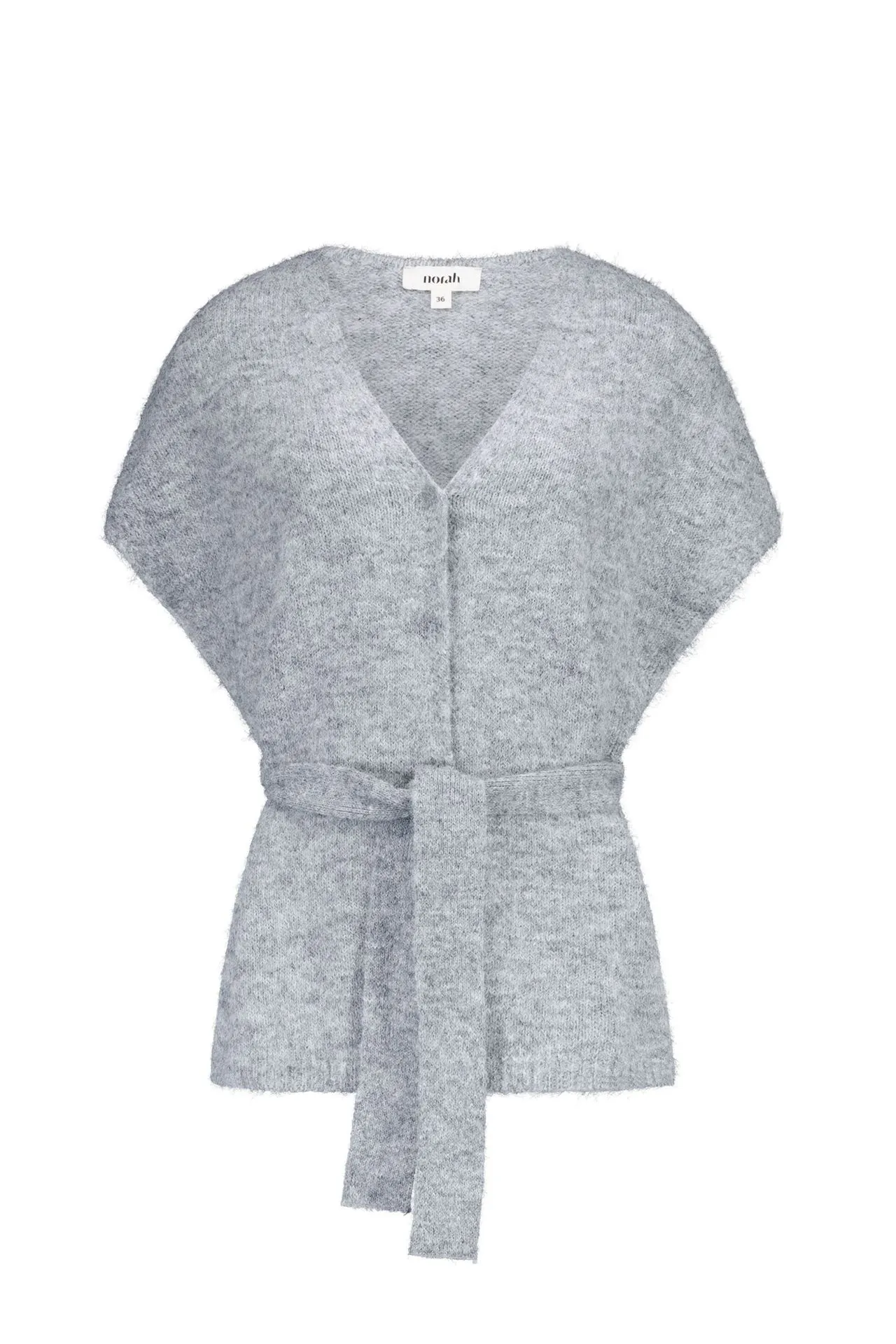 Grijs gebreid vest met ceintuur