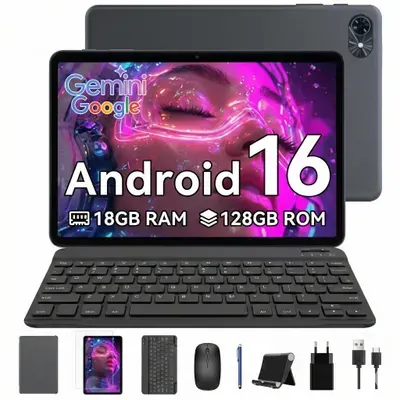 TABWEE 2025 T80 (6GB+128GB) 2025, 10 Zoll, Android16, 6000mAh, mit Tastatur Maus Stift Schutzhülle Ständer Schutzfolie, BT5.0, 5G WiFi, Gemini AI