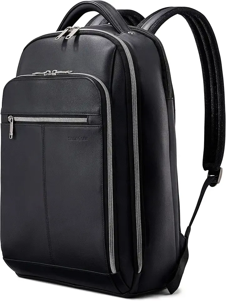 Classic Leather Backpack, Black, One Size