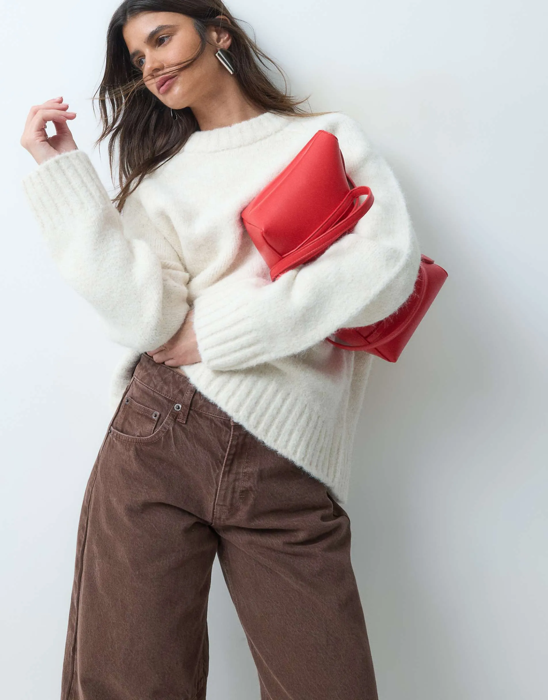 ASOS DESIGN oversized fluffy jumper in cream