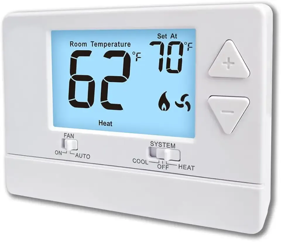 NonProgrammable Thermostat for Home,Single-Stage Systems,Digital Energy-Saving Thermostat,1 Heat/1 Cool, Easy DIY Install, White Backlight