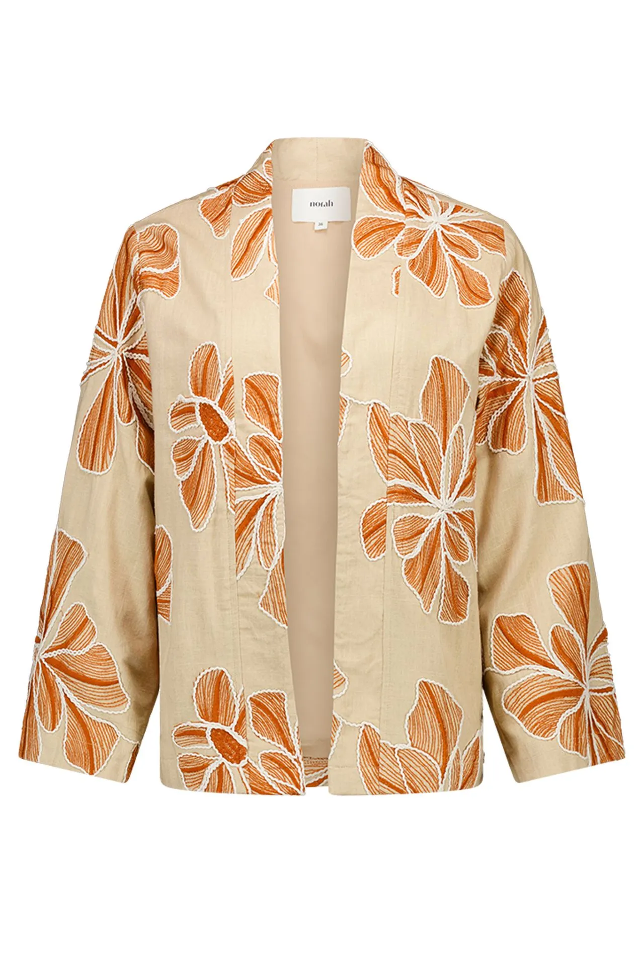 Zandkleurige kimono jas met bloemen