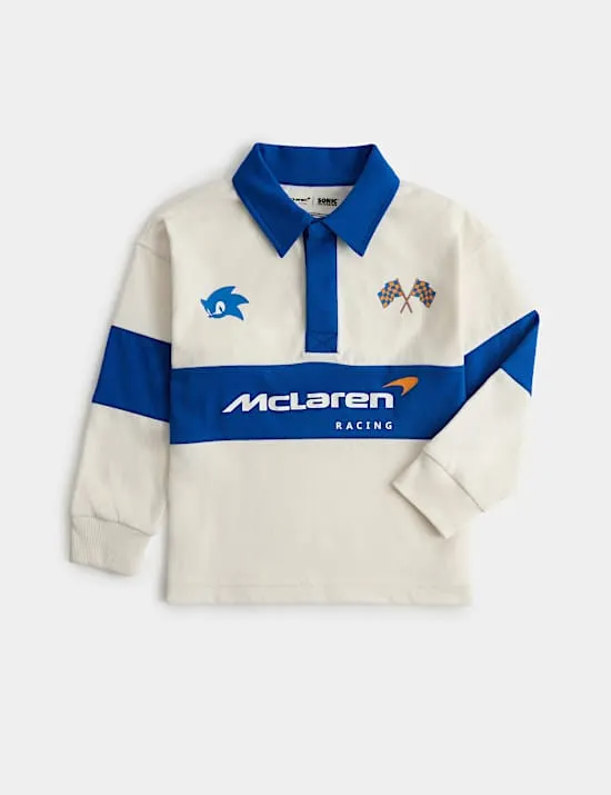 Rugby-Oberteil aus reiner Baumwolle mit Sonic™️ X McLaren™️-Motiv (2–8 Jahre)