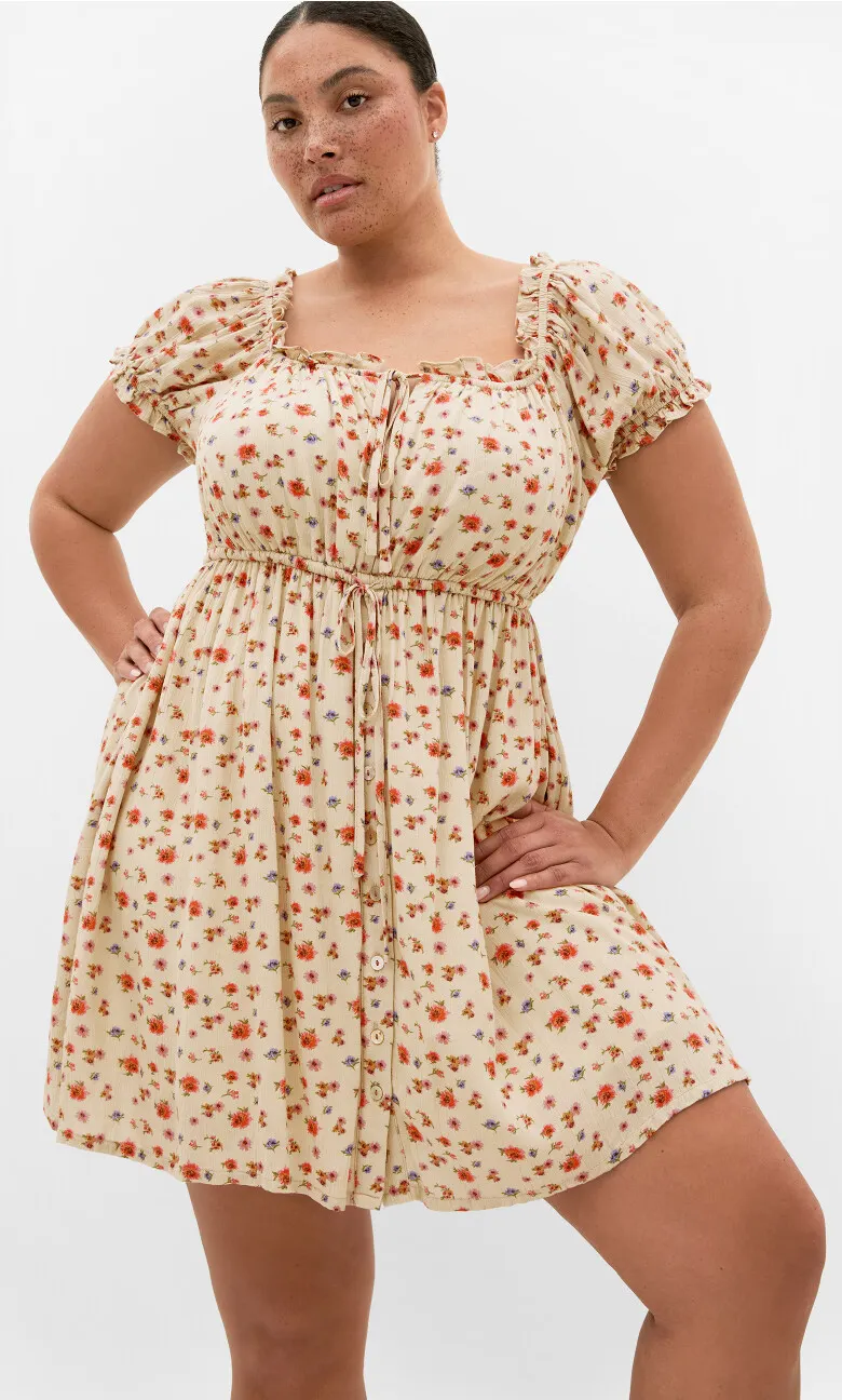 Dream Print Mini Dress - butter