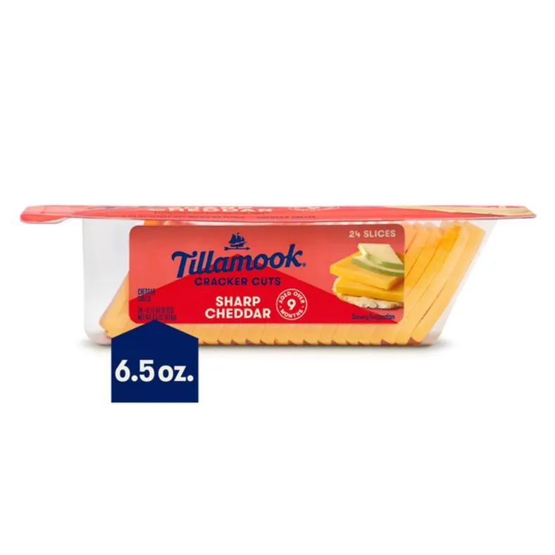 Tillamook Sharp Cheddar Cracker Cut Cheese, 6.5oz, 24ct