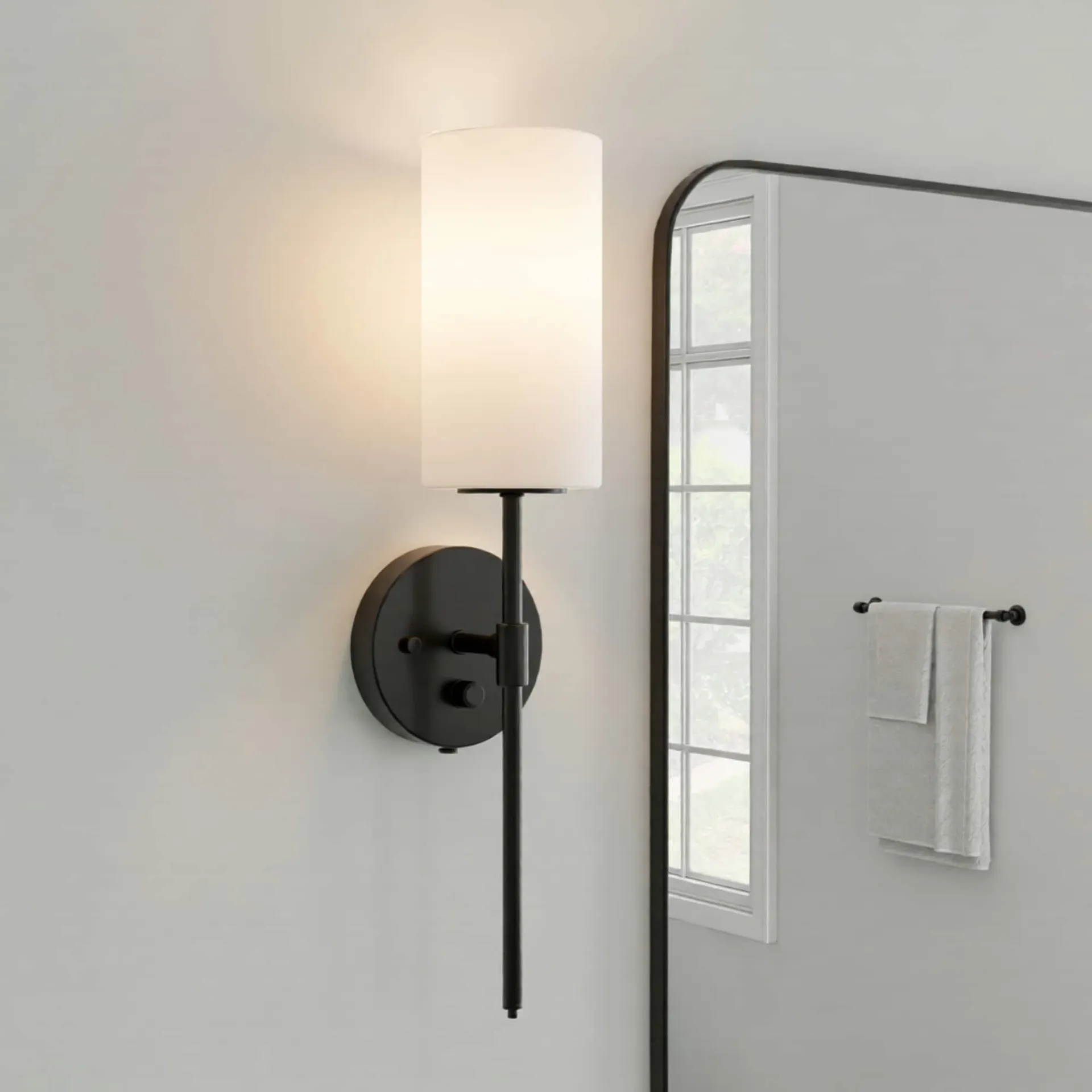 Odessa 4.75-in W 1 -Light Matte Black Transitional Hardwired Damp rated Wall Sconce