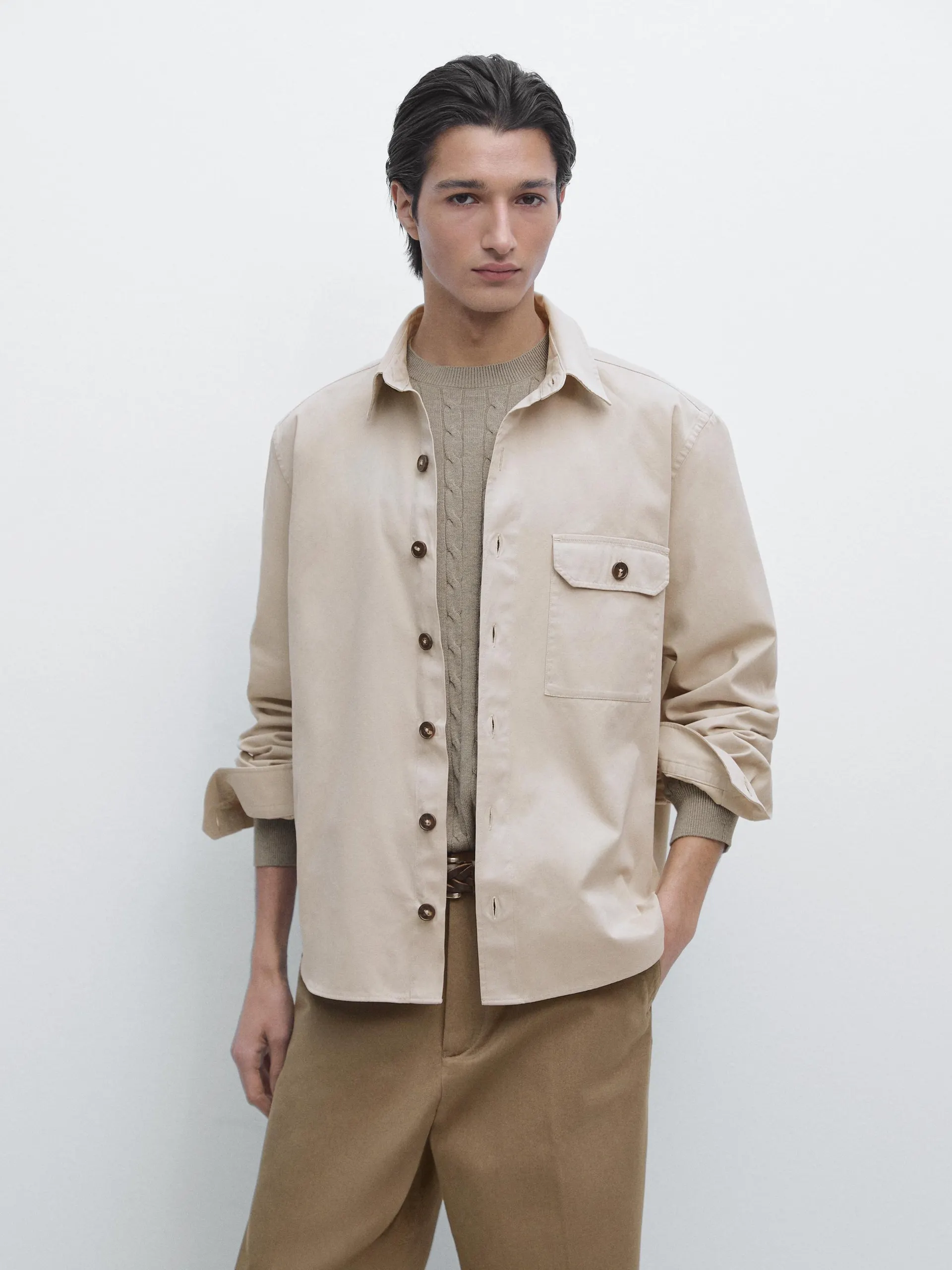 Overshirt with cotton pocket detail