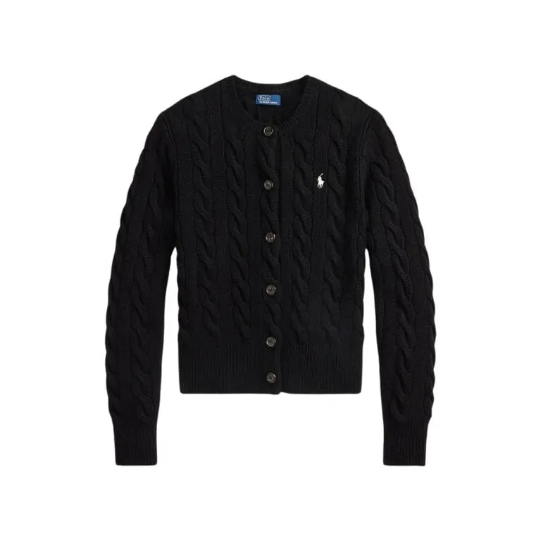 Cable-Knit Wool-Cashmere Cardigan - Sort