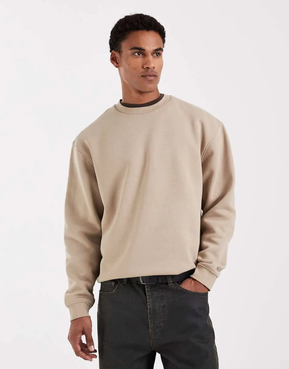 ASOS DESIGN essentials relaxed fit sweatshirt in light brown