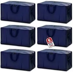 BOX USA 6-Pack Moving Bags with Strong Handles & Zippers - Heavy Duty Extra Large Packing Bags for Storage, Moving Boxes, Dorm & College Supplies, Blue
